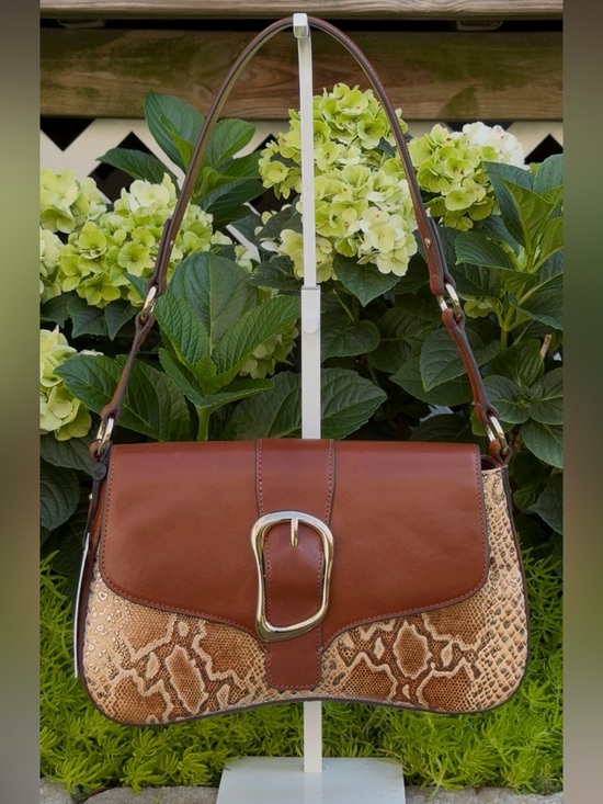 Brahmin Handbags - Brahmin Shoulder Bag Multi Wailua Brown Leather Buckle Snake Embossed